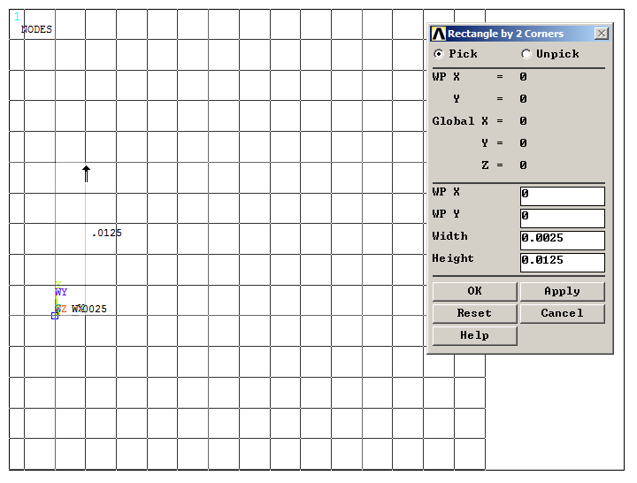 Figure 9. Creating the first rectangular area.