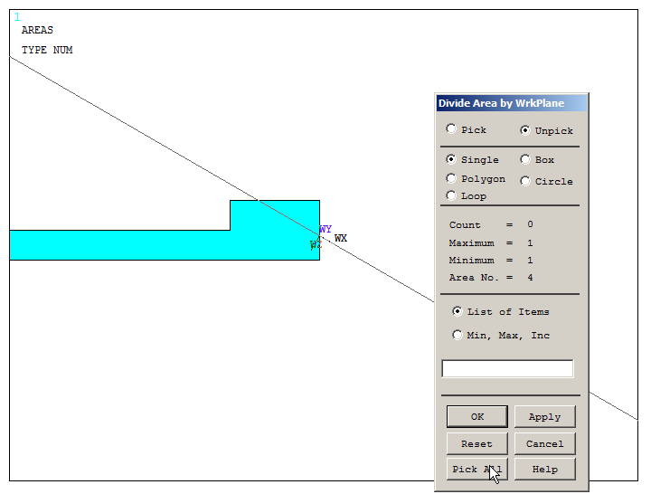 Figure 17. Divide the area by the working plane.
