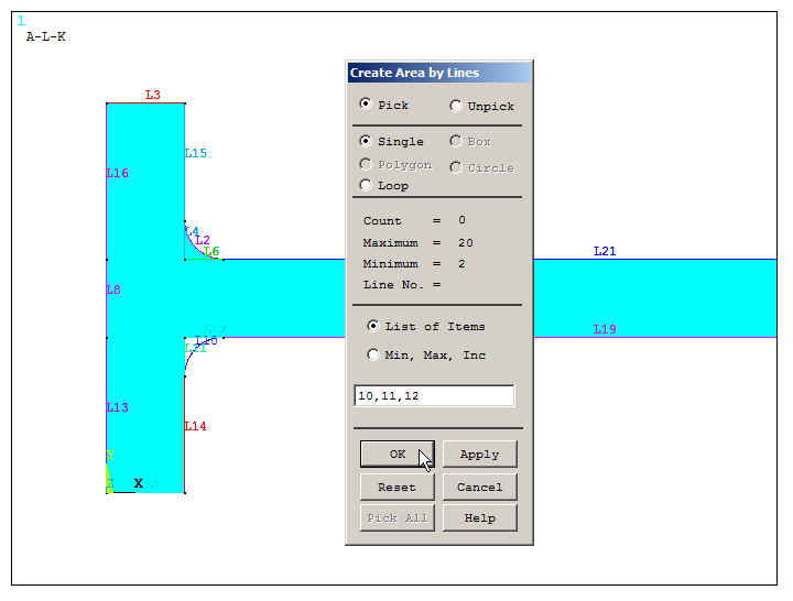 Figure 22. Creating two new areas.