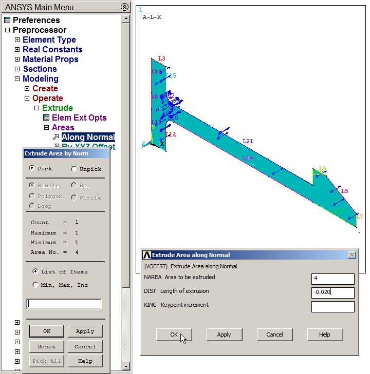 Figure 26. Direction of the extrusion for the 