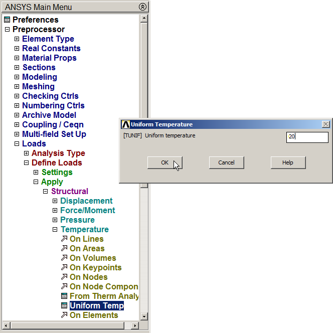 Figure 34. Apply the temperature (20 ºC).