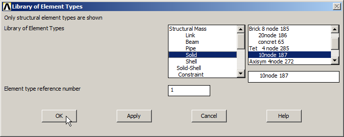 Figure 2. Element type: 