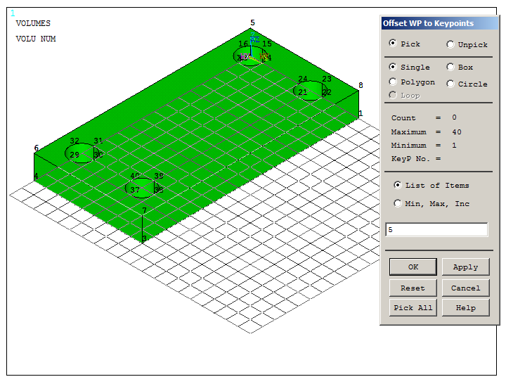 Figure 12. Moving the working plane at keypoint 5.