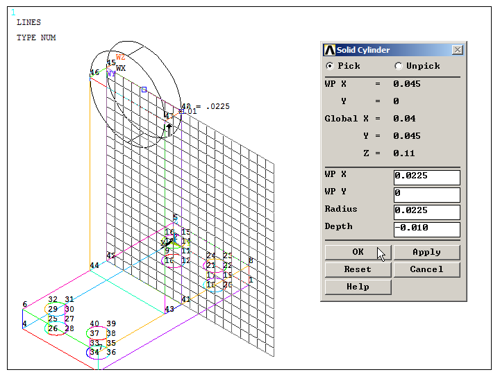 Figure 15. Solid cylinder at the top of the shaft support.