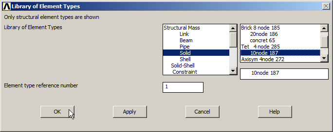 Figure 2. Element type: 