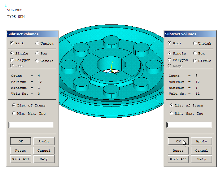 Figure 21. Subtract the cylindrical volumes.