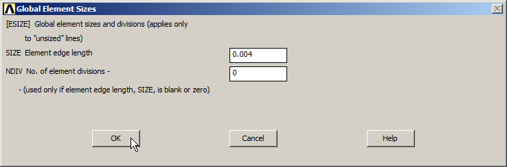 Figure 27. Define the element size.