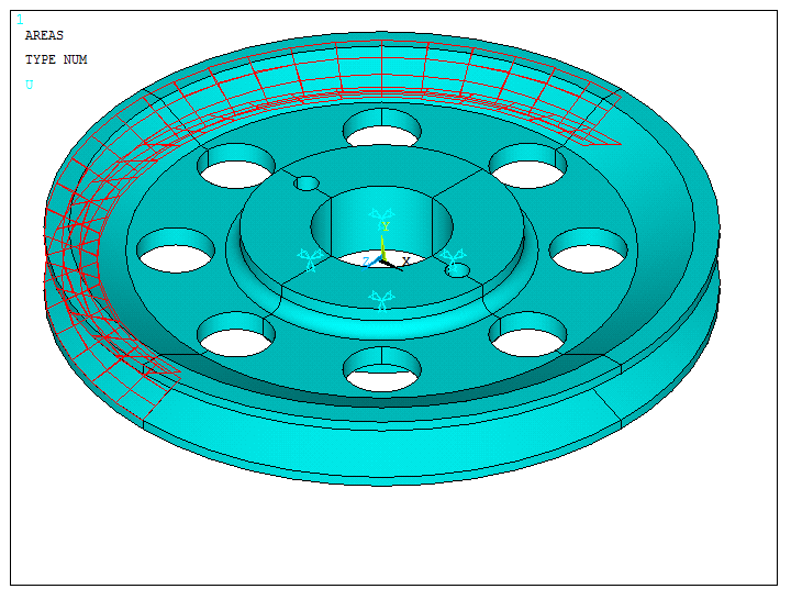 Figure 31. Model with the pressure and the boundary conditions.