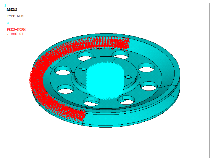 Figure 32. Pulley model after solution.