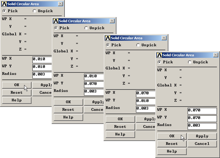 Figure 9. Create four circular areas.