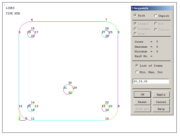 Figure 13. Create a keypoint at the center of the circular area.