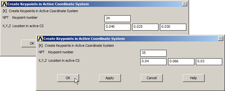 Figure 14. Create Keypoints 34 and 35.