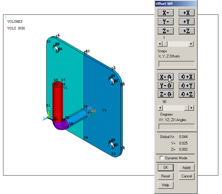 Figure 25. Rotate the working plane (X axis).