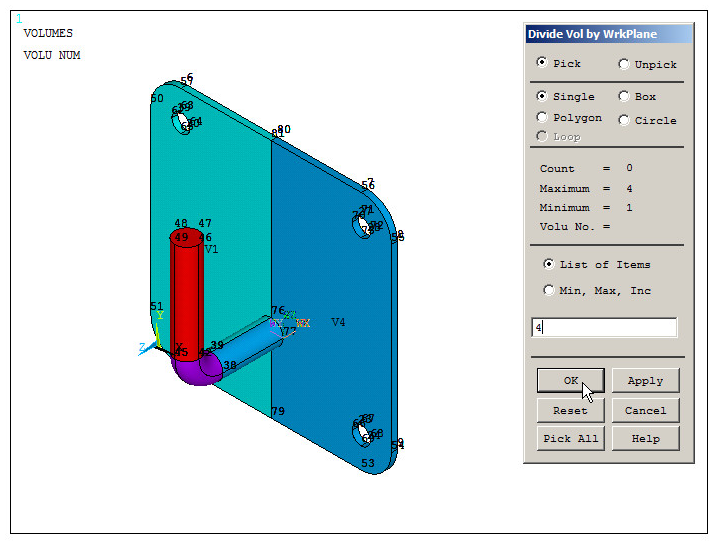 Figure 26. Divide the volume 4 by working plane.