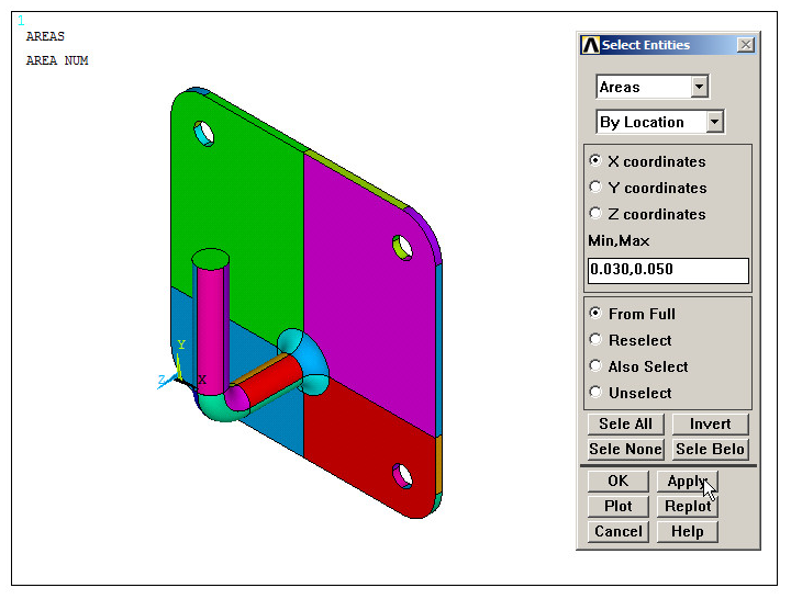 Figure 33. Select areas (X coordinates).