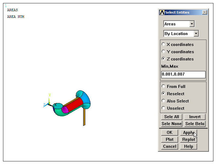 Figure 35. Select areas (Z coordinates).