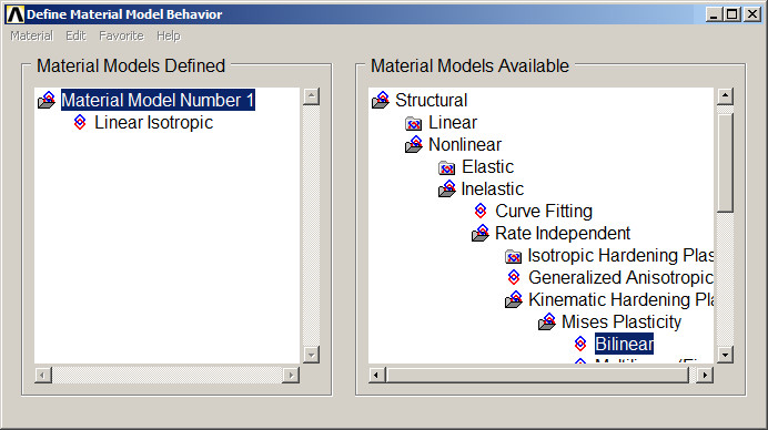 Figure 52. Define a new material model (Bilinear).